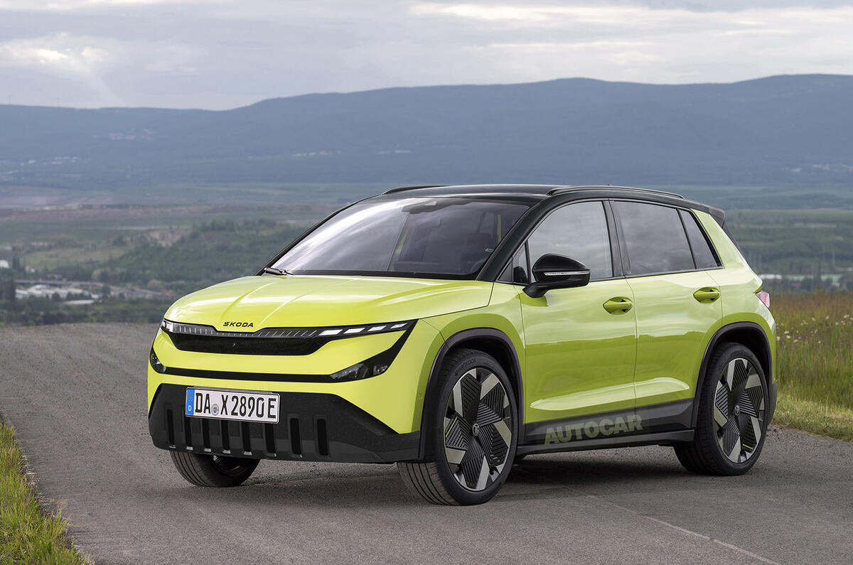 Skoda Epiq Autocar render front quarter Skoda Epiq Autocar render front quarter