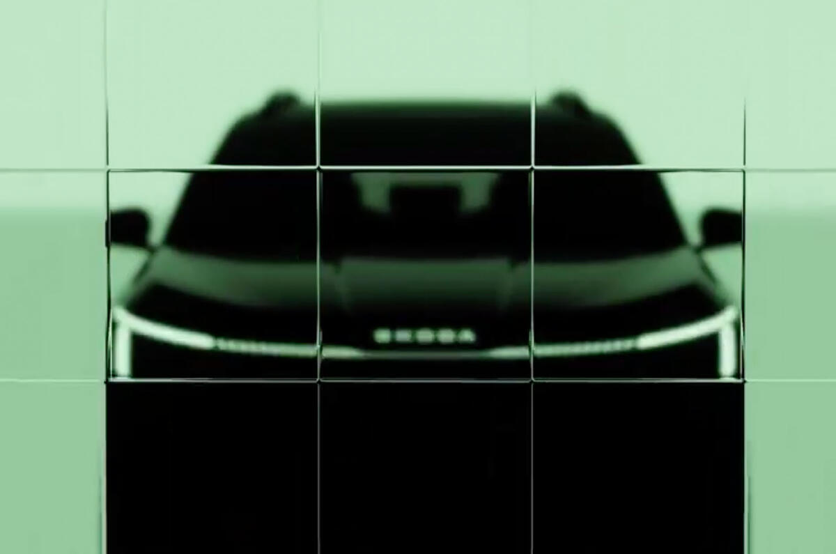 Skoda EV teaser front Skoda EV teaser front