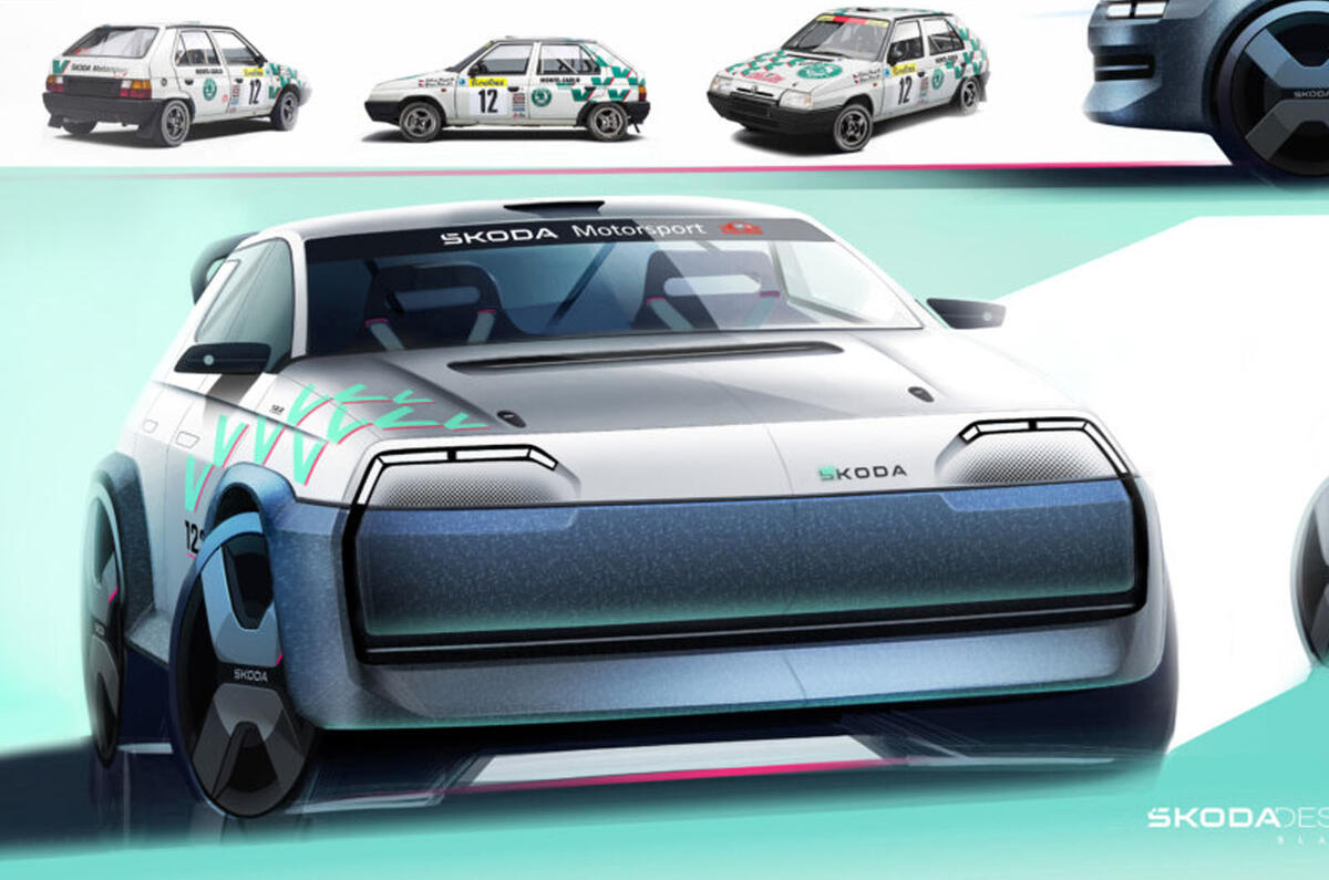 Skoda Favorit reimagined rally front sketch Skoda Favorit reimagined rally front sketch