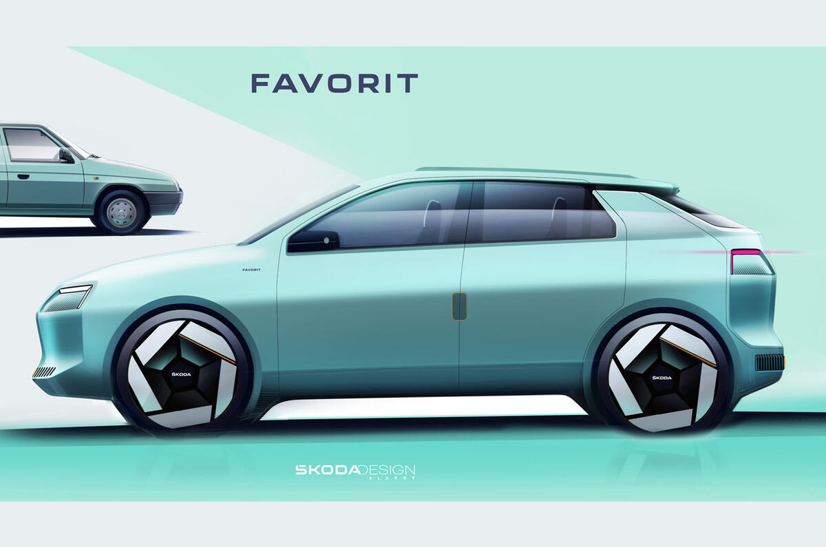 Skoda Favorit reimagined sketch side Skoda Favorit reimagined sketch side