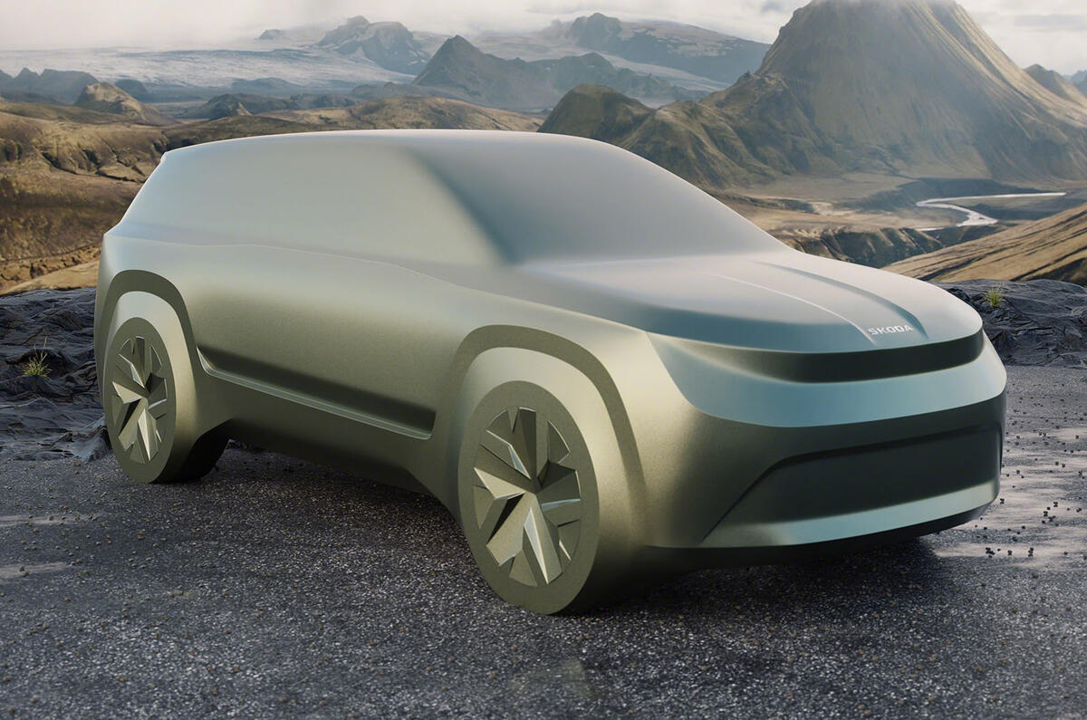 Skoda Space BEV front three quarter