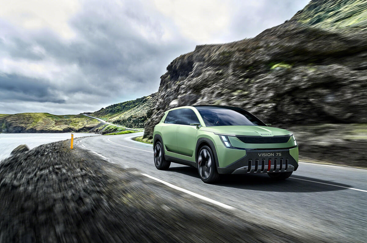 Skoda Vision 7S cliffs