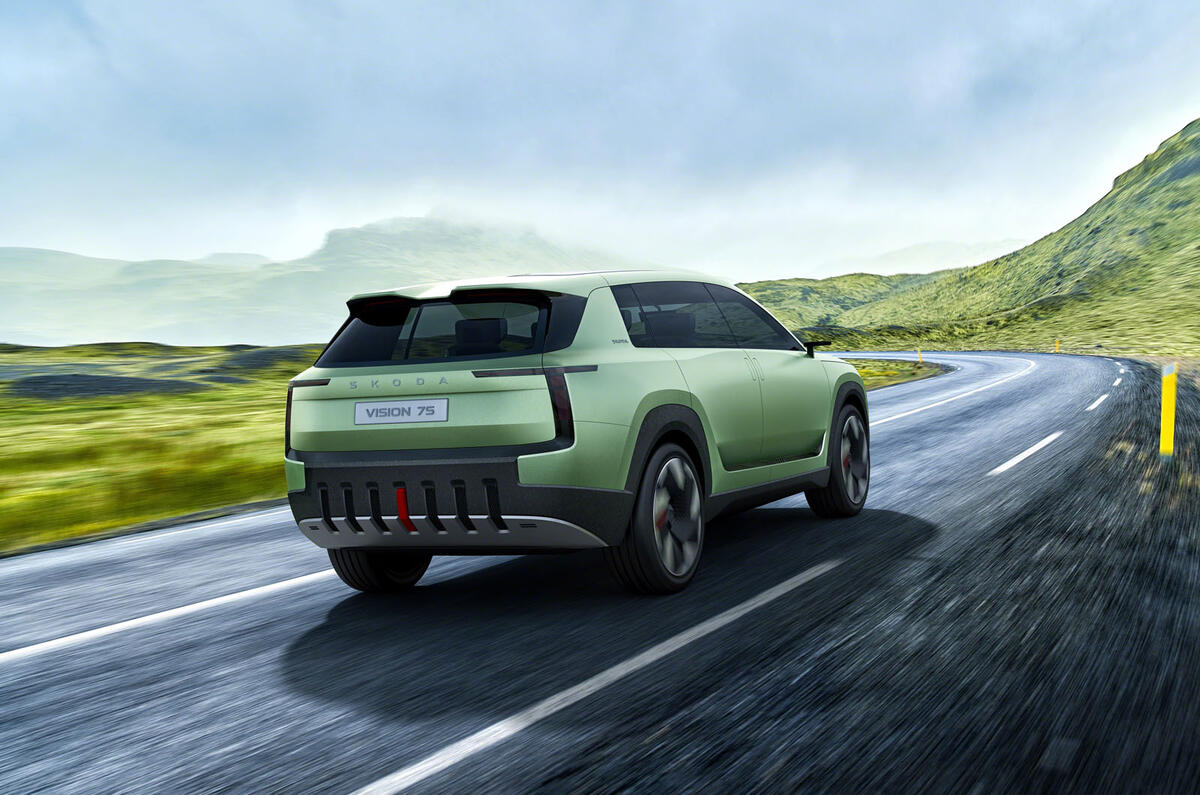 Skoda Vision 7S rear on the road