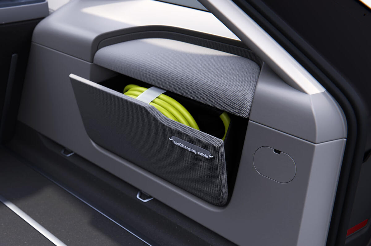 Skoda Vision O boot charging cable cubby Skoda Vision O boot charging cable cubby