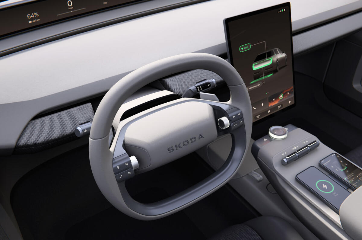 Skoda Vision O steering wheel detail Skoda Vision O steering wheel detail