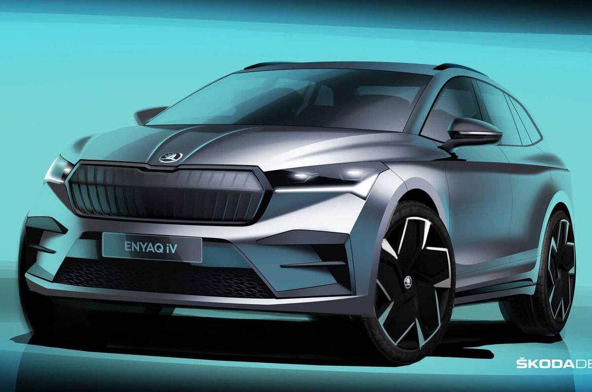Skoda Enyaq teaser front Skoda Enyaq teaser front