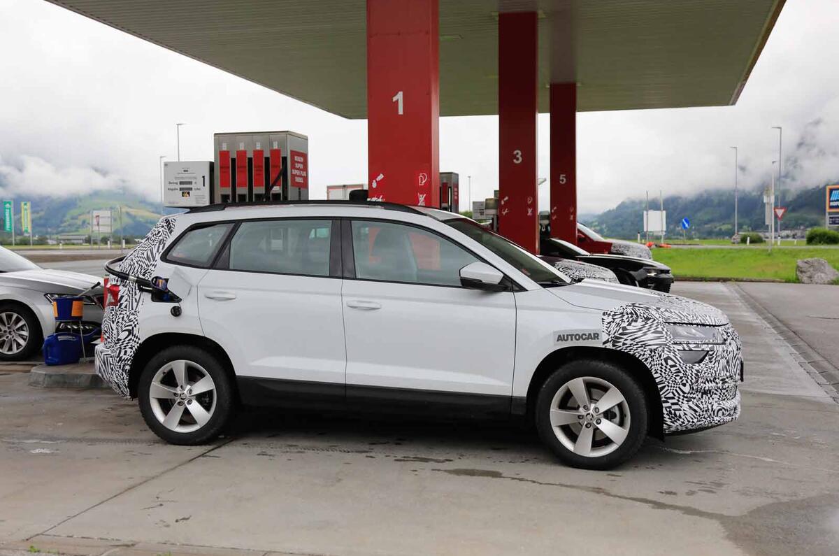 Skoda Karoq spyshot static side Skoda Karoq spyshot static side