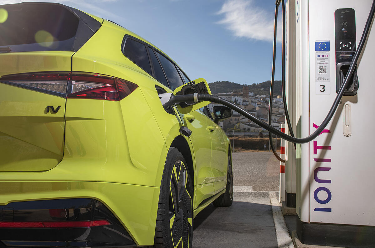 Skoda Enyaq charging on an IONITY charger Skoda Enyaq charging on an IONITY charger