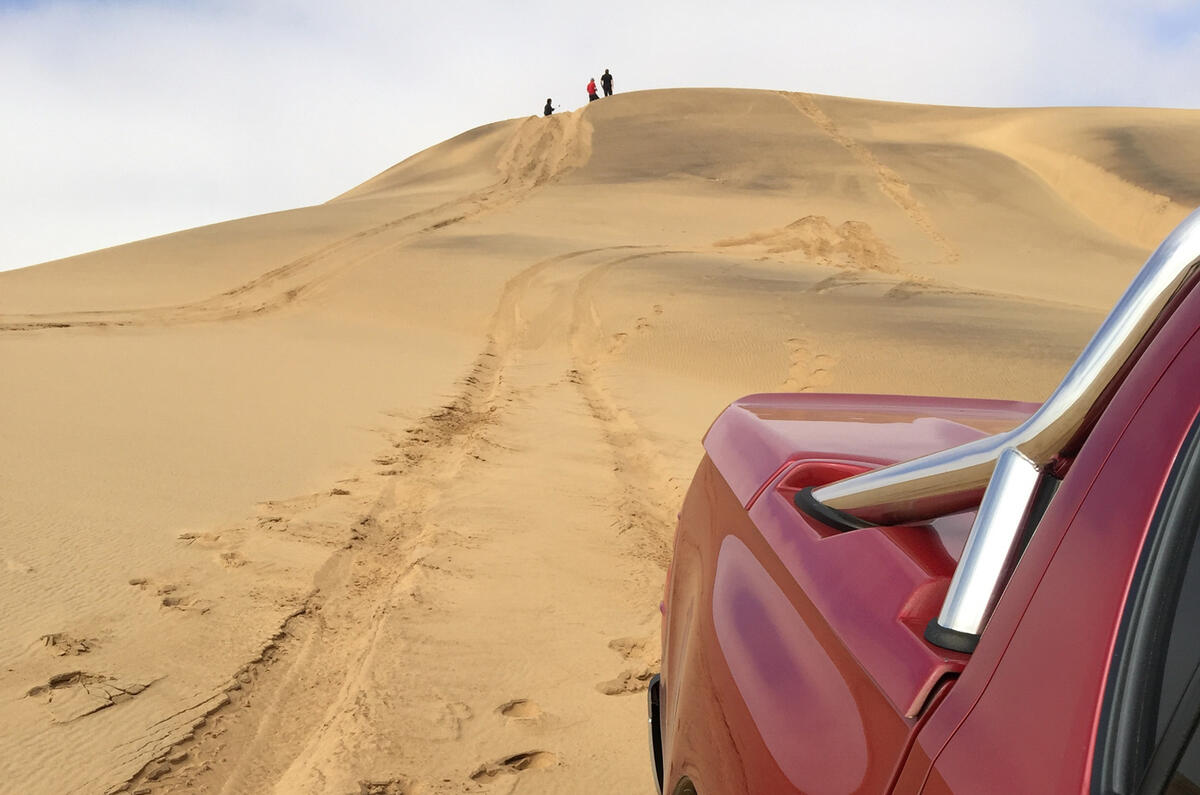 Toyota Hilux on sand dunes