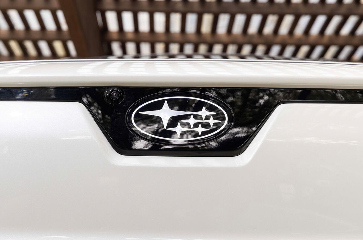 Subaru Solterra facelift front badge detail