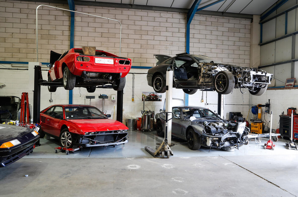 Damaged Ferraris at the breaker's yard