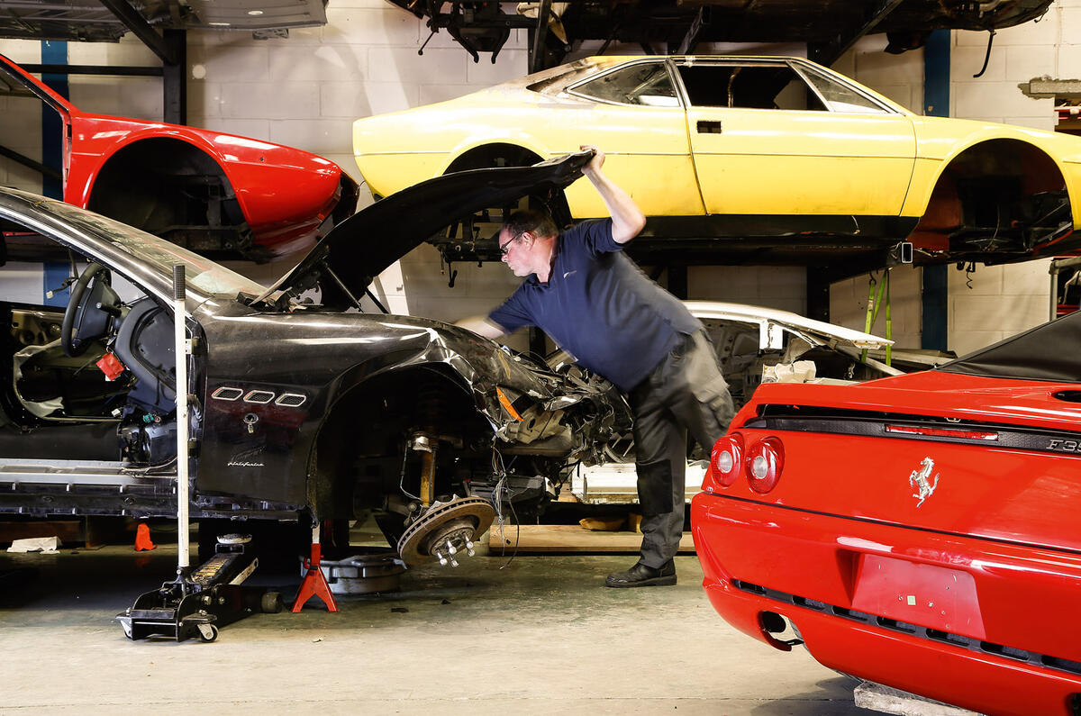 Damaged Ferraris at the breaker's yard