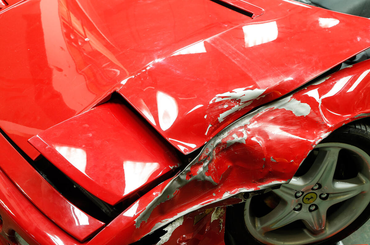 Damaged Ferraris at the breaker's yard