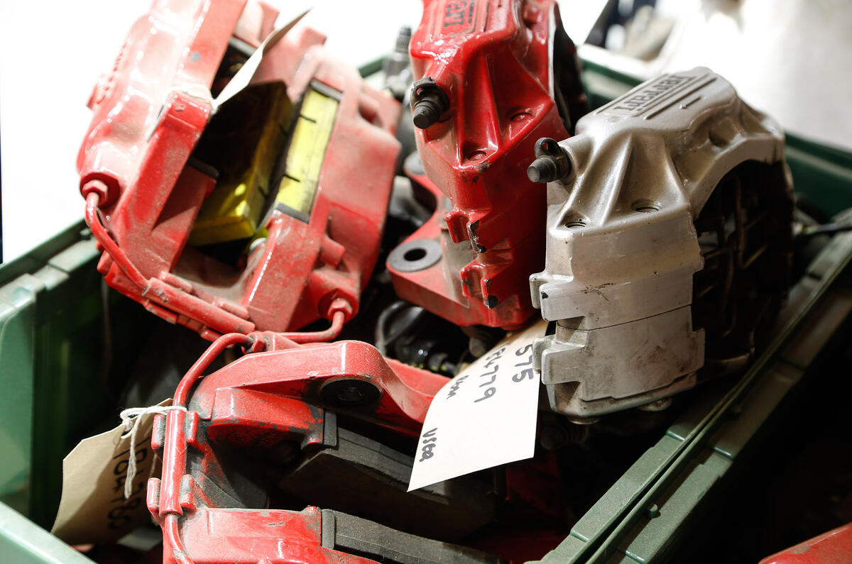 Damaged Ferraris at the breaker's yard