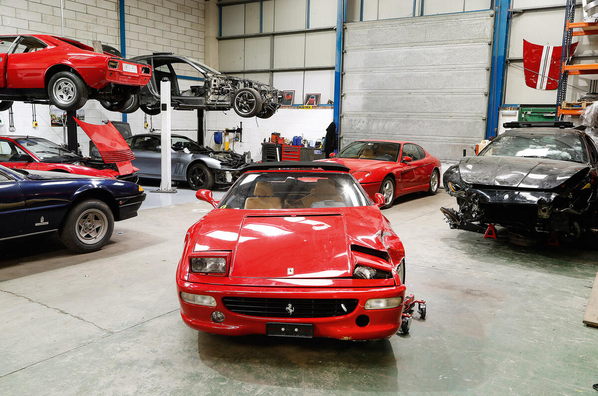 Damaged Ferraris at the breaker's yard