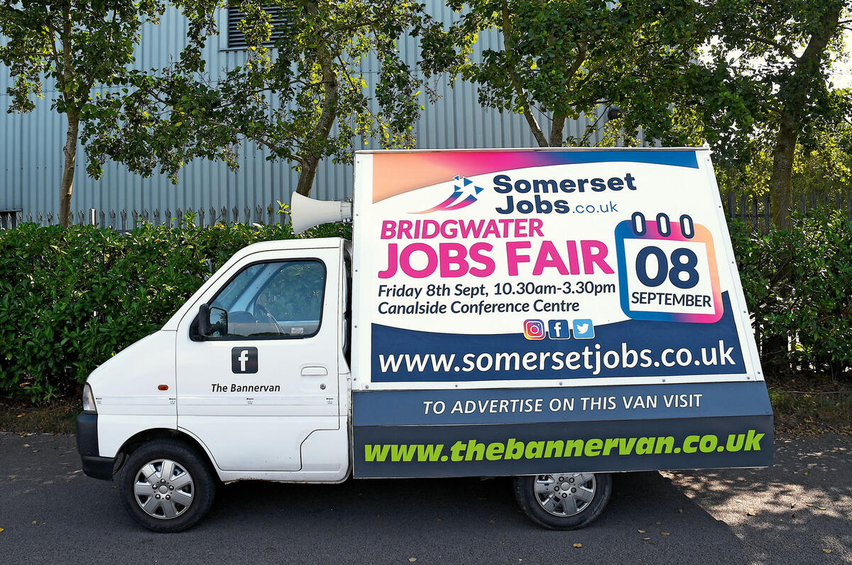 Suzuki Carry with Bridgwater jobs fair billboard Suzuki Carry with Bridgwater jobs fair billboard