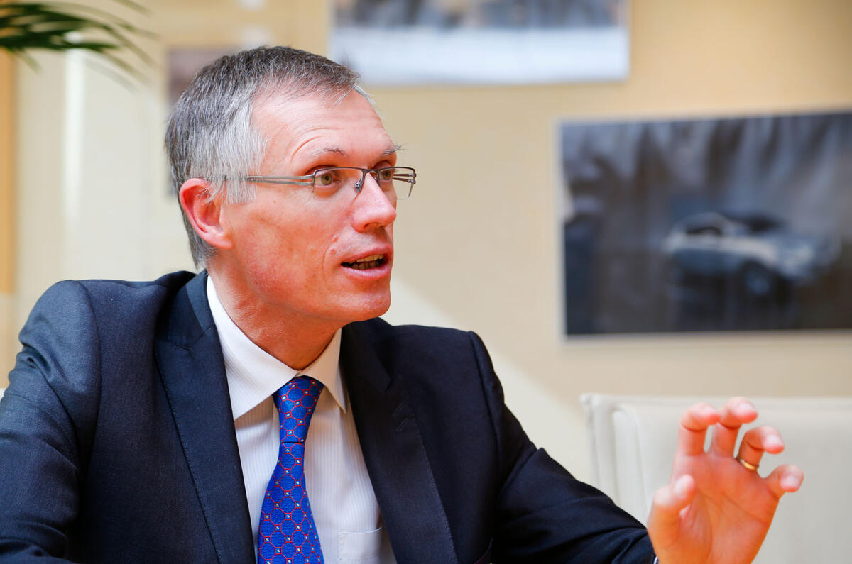 PSA chairman Carlos Tavares talks to Autocar