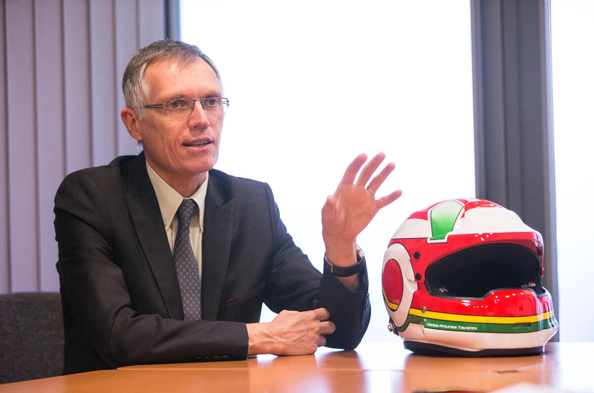 PSA chairman Carlos Tavares talks to Autocar