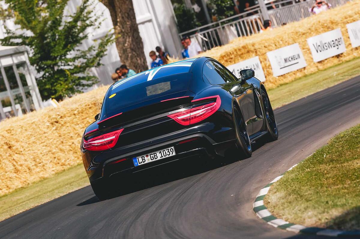 Porsche Taycan rear at Goodwood