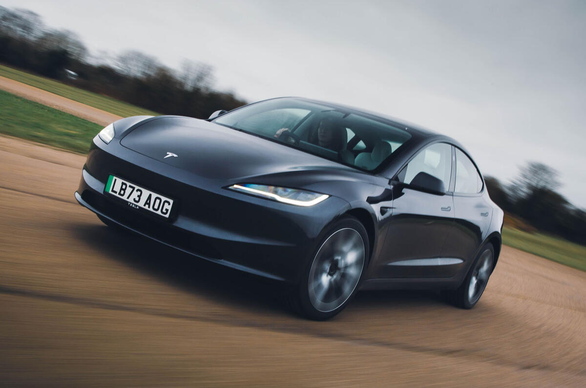 Tesla Model 3 front quarter tracking