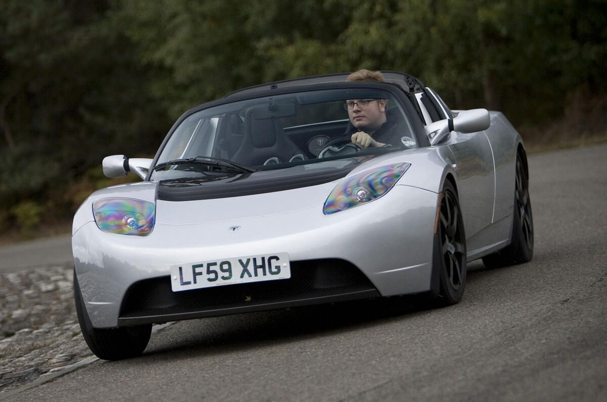 Tesla Roadster 2009 front tracking cornering