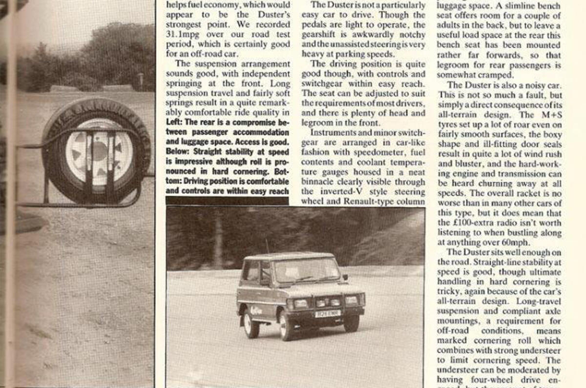 1985 Dacia Duster road test - Throwback Thursday