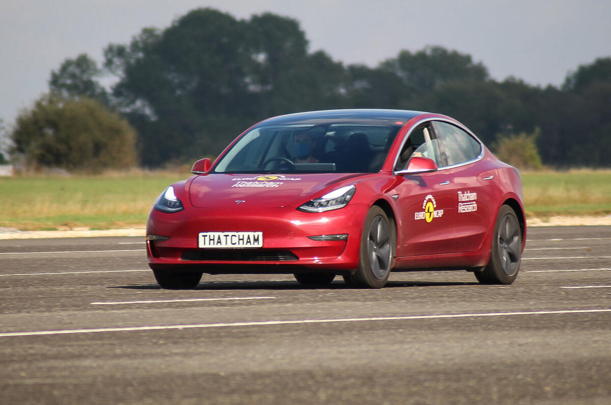 Thatcham ADAS testing Tesla front Thatcham ADAS testing Tesla front