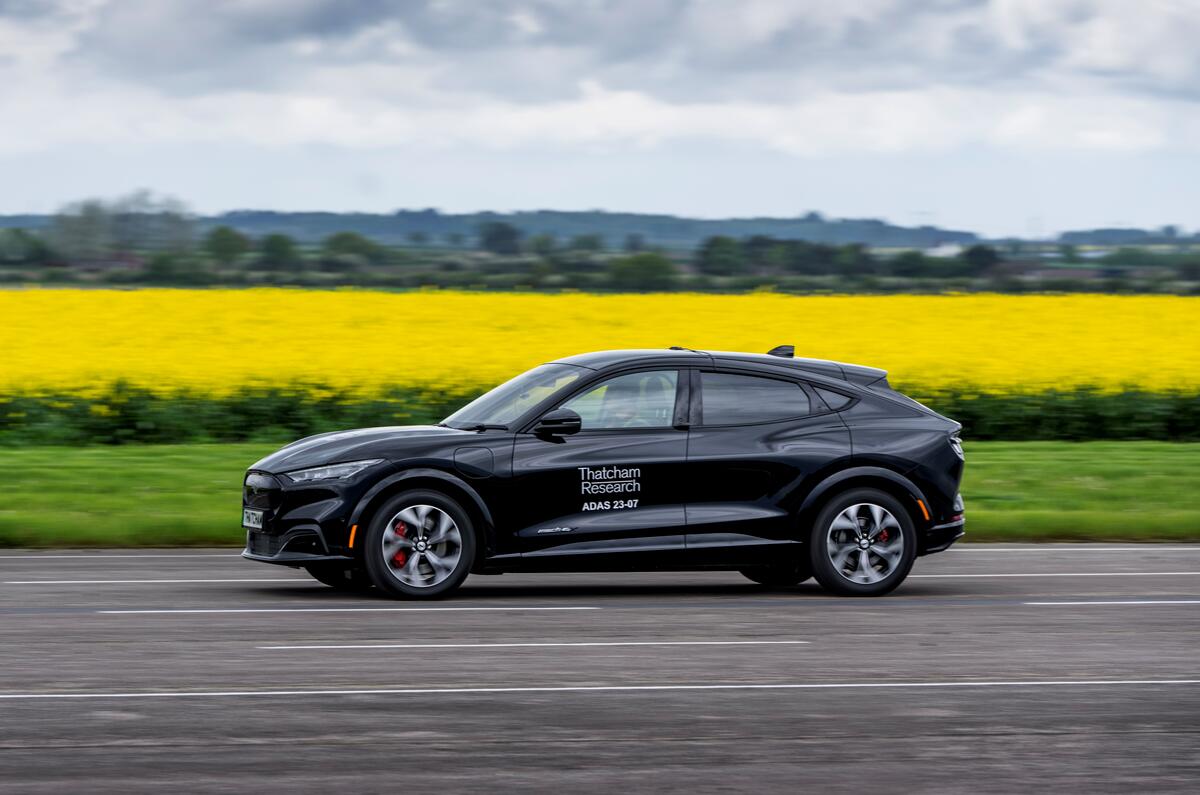 Thatcham Research Ford Mach E on track test outside