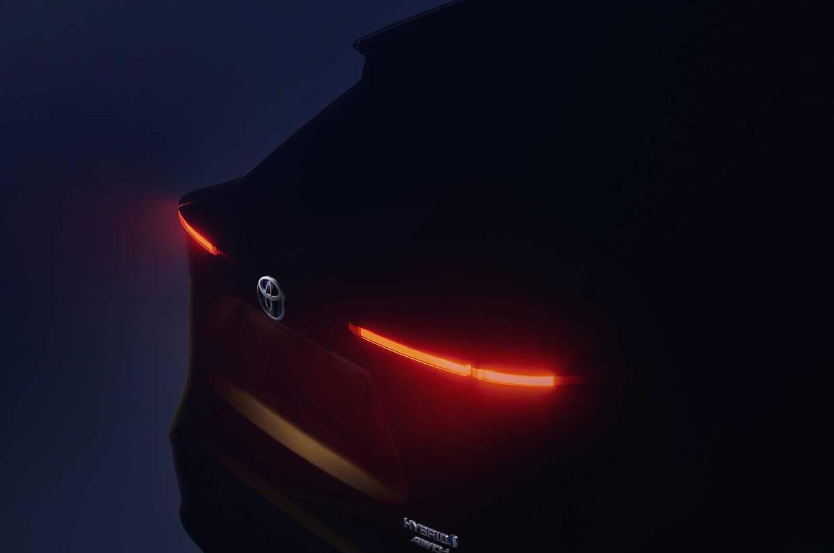 Darkened image of rear of Toyota new small SUV Darkened image of rear of Toyota new small SUV