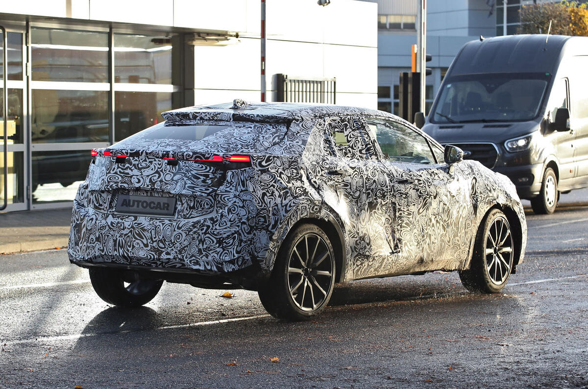 Toyota C HR EV prototype rear quarter tracking
