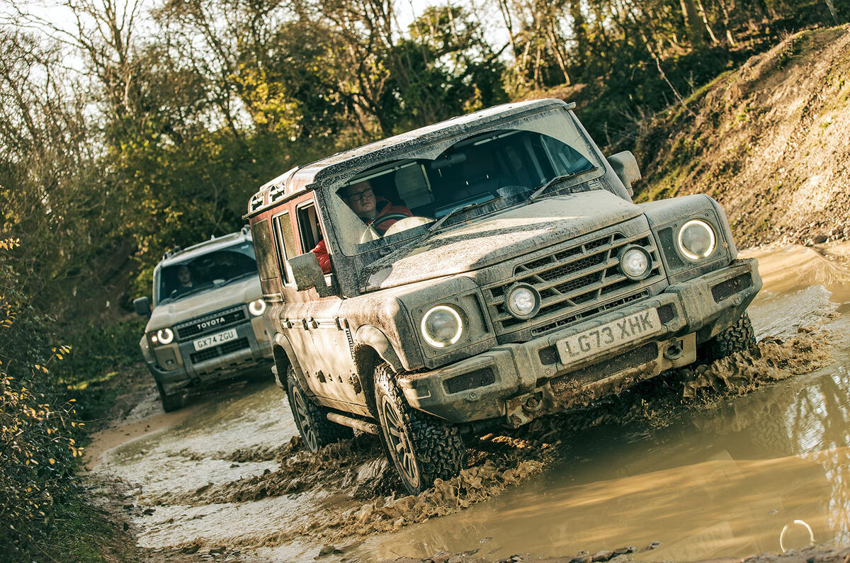 toyota land cruiser vs ineos grenadier vs land rover defender 2024 offroad day 1 jh 28
