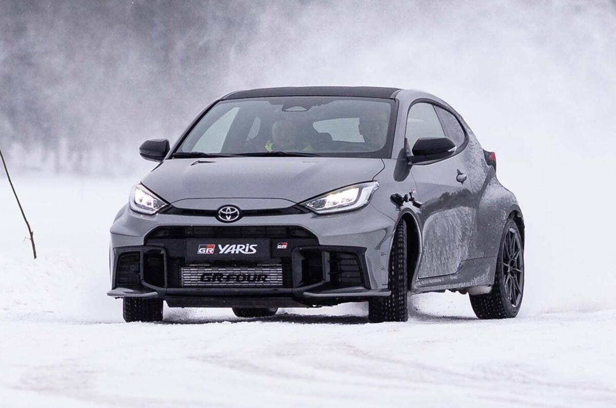 Toyota GR Yaris drifting front Toyota GR Yaris drifting front