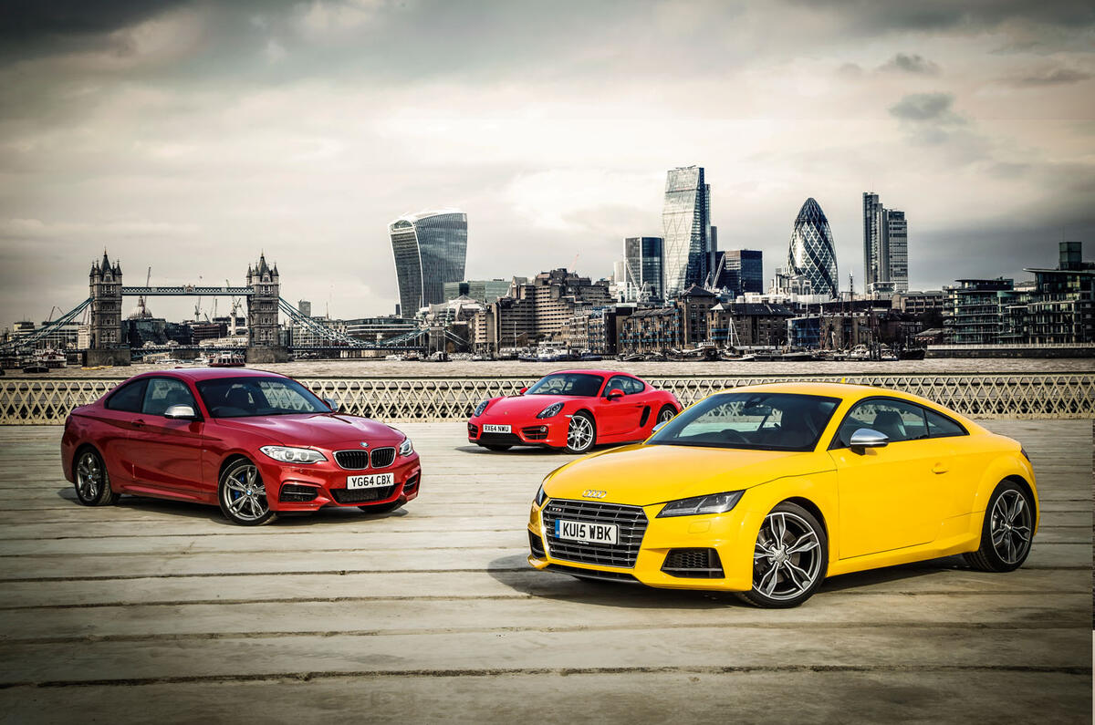 Audi TT S versus BMW M235i and Porsche Cayman | Autocar