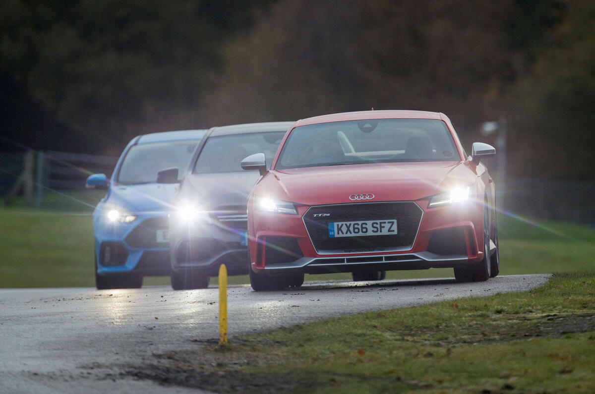Audi TT RS vs Mercedes-AMG A45 vs Ford Focus RS - group test