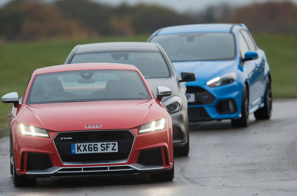 Audi TT RS vs Mercedes-AMG A45 vs Ford Focus RS - group test