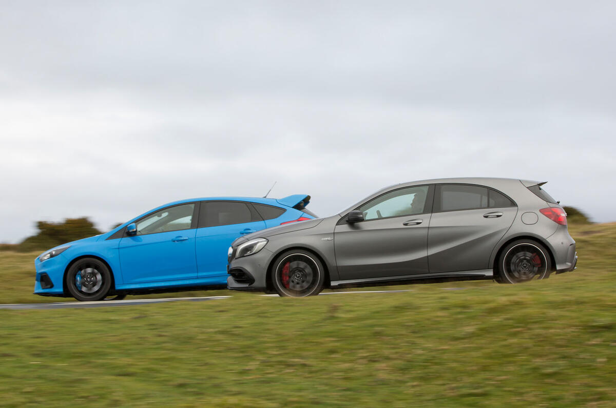 Audi TT RS vs Mercedes-AMG A45 vs Ford Focus RS - group test