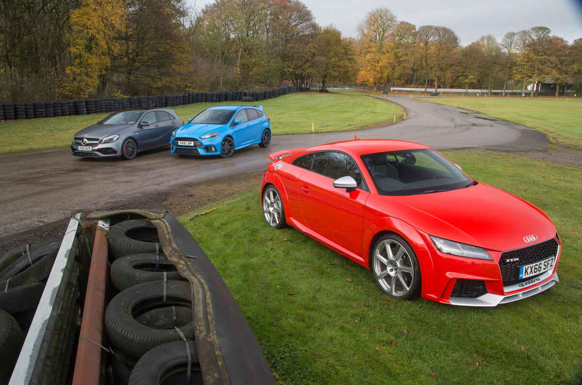 Audi TT RS vs Mercedes-AMG A45 vs Ford Focus RS - group test