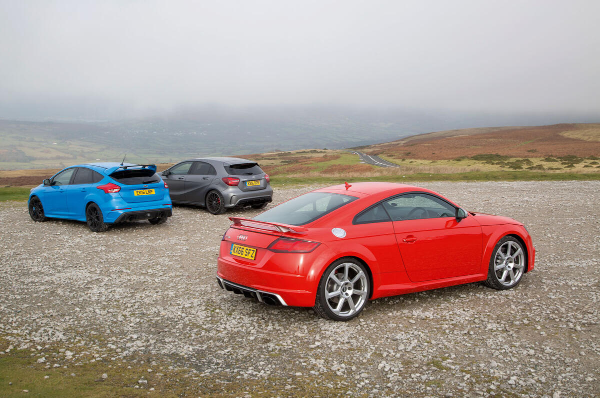 Audi TT RS vs Mercedes-AMG A45 vs Ford Focus RS - group test