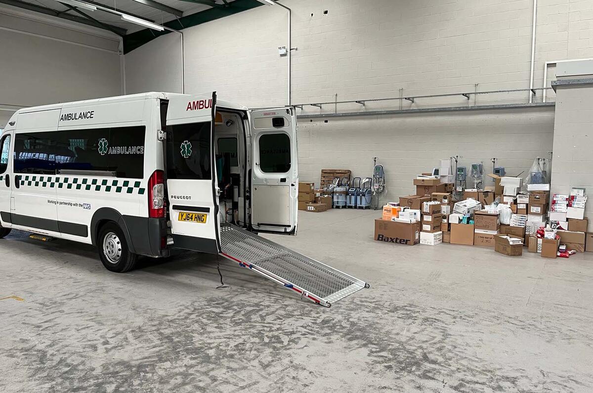 Ukraine ambulance feature aid outside van Ukraine ambulance feature aid outside van