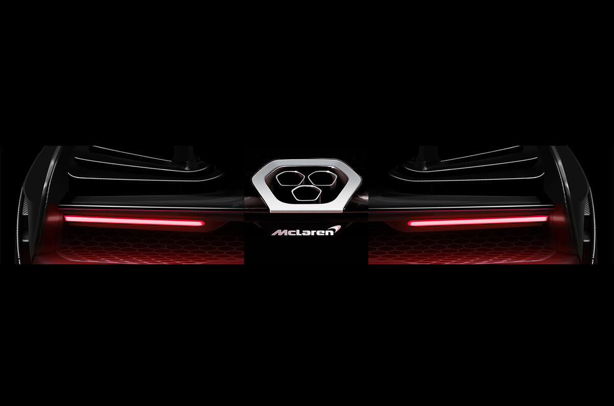McLaren P15: extreme supercar's rear shown in new preview image