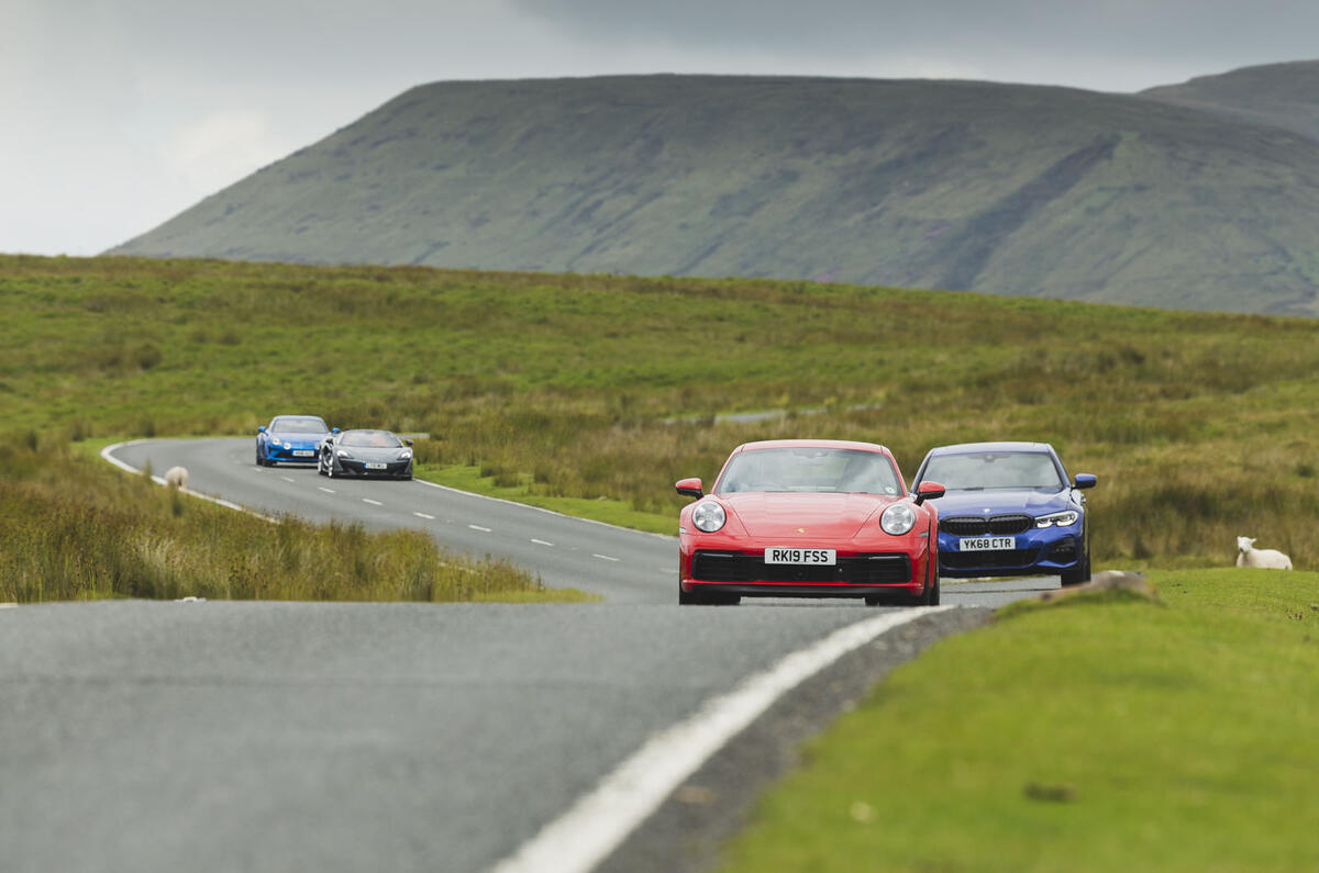 Porsche 911, BMW 320D, McLaren 600LT, Alpine A110