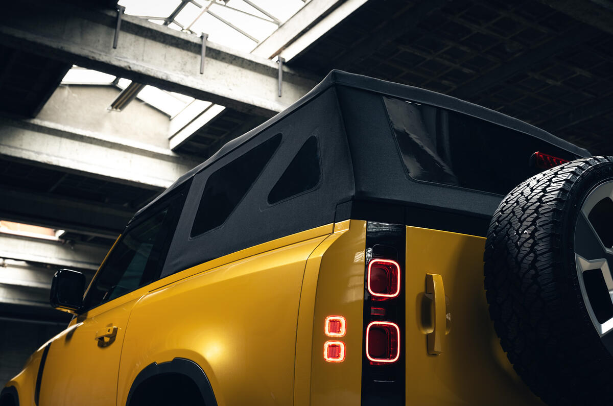 Valiance Convertible Defender rear quarter