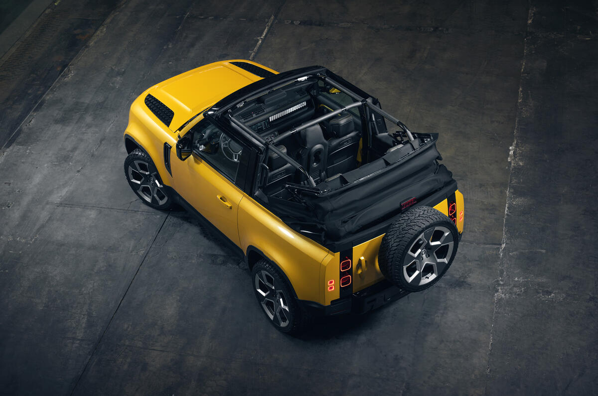 Valiance Convertible Defender roof down view
