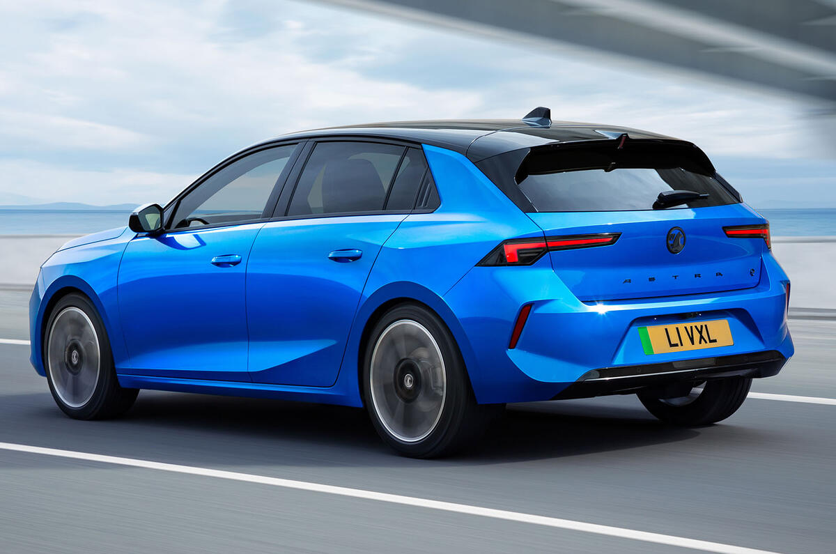 Vauxhall Astra hatch EV rear three quarter Vauxhall Astra hatch EV rear three quarter