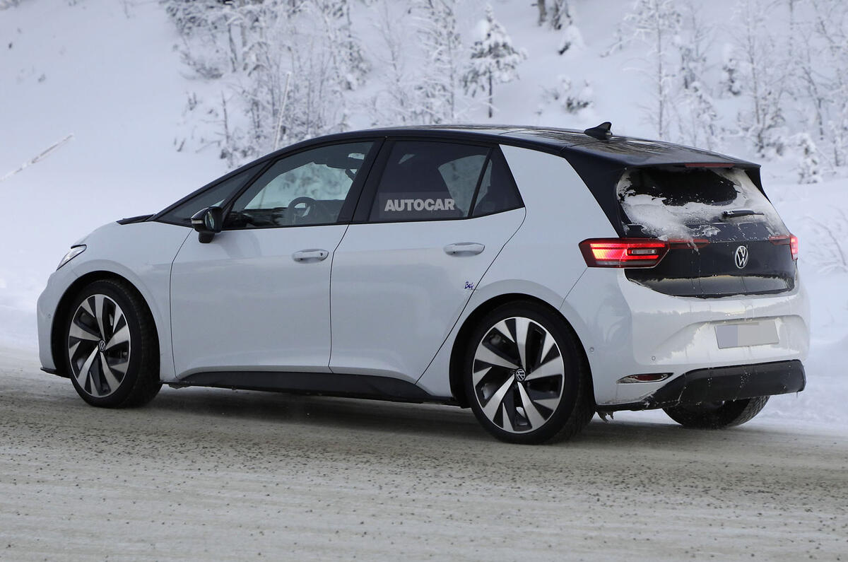 Volkswagen ID 3 GTX testing rear quarter