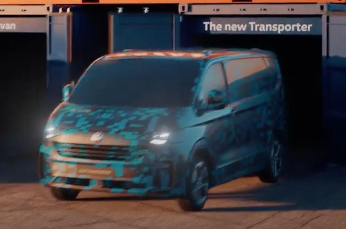 Volkswagen Transporter 2024 teaser front quarter Volkswagen Transporter 2024 teaser front quarter