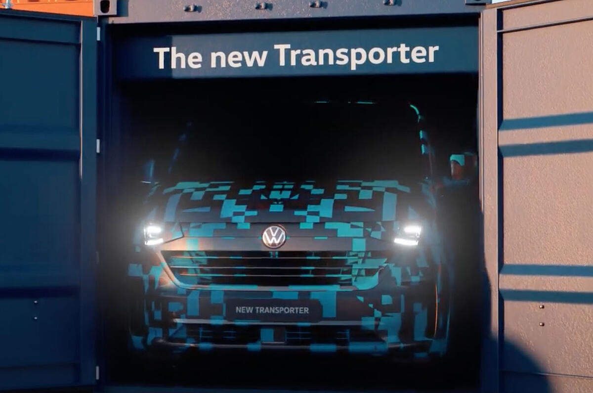 Volkswagen Transporter 2024 teaser front Volkswagen Transporter 2024 teaser front