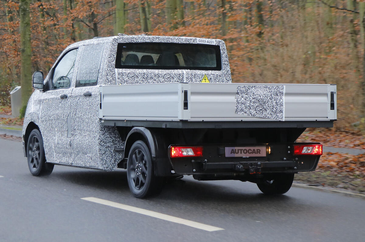 Volkswagen Transporter EV tipper rear three quarter Volkswagen Transporter EV tipper rear three quarter