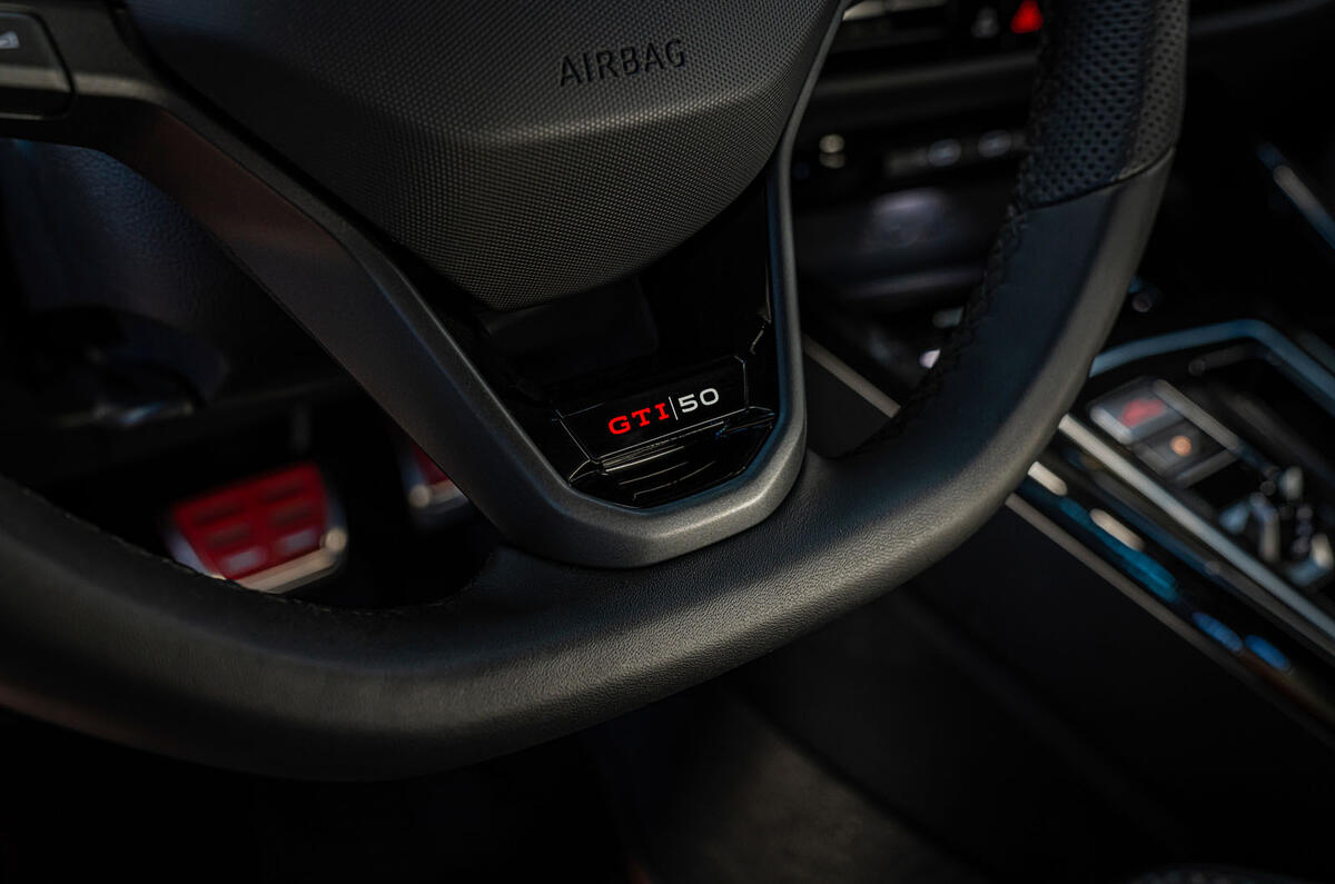 VW Golf GTI Edition 50 steering wheel detail VW Golf GTI Edition 50 steering wheel detail