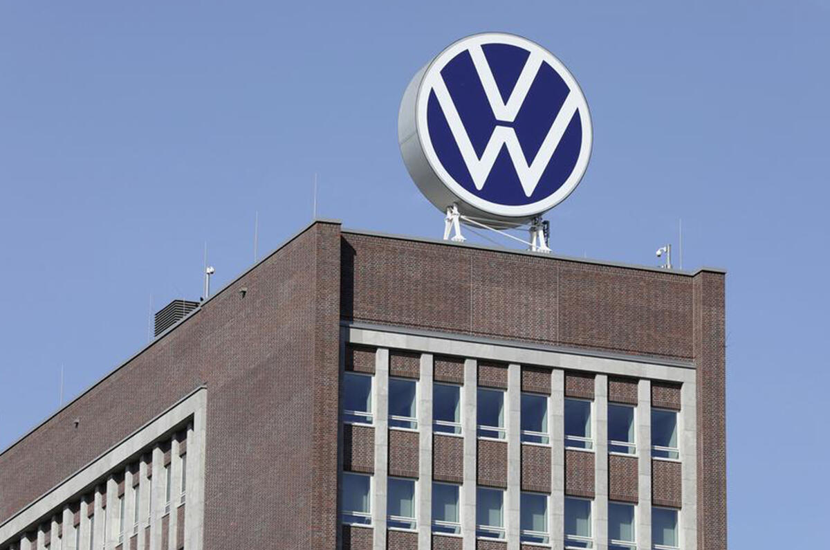 VW logo on building